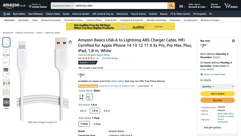 Amazon product page