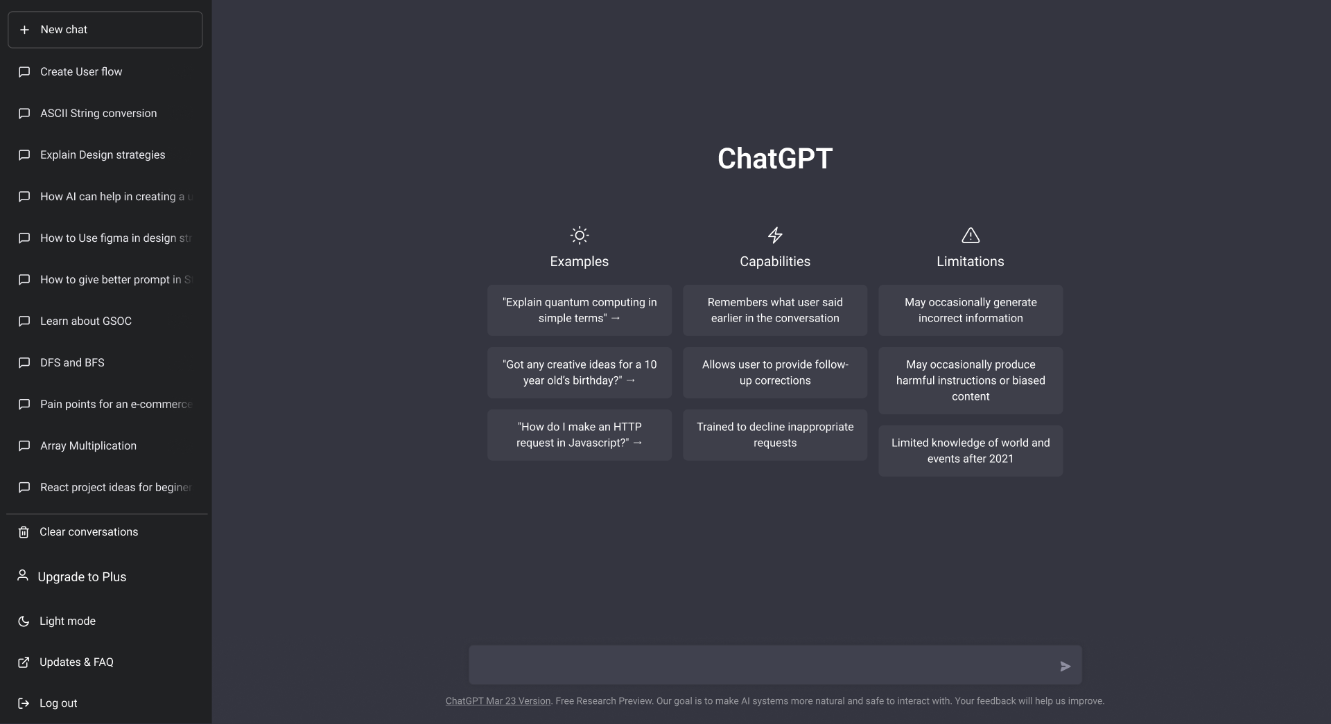 ChatGPT home
