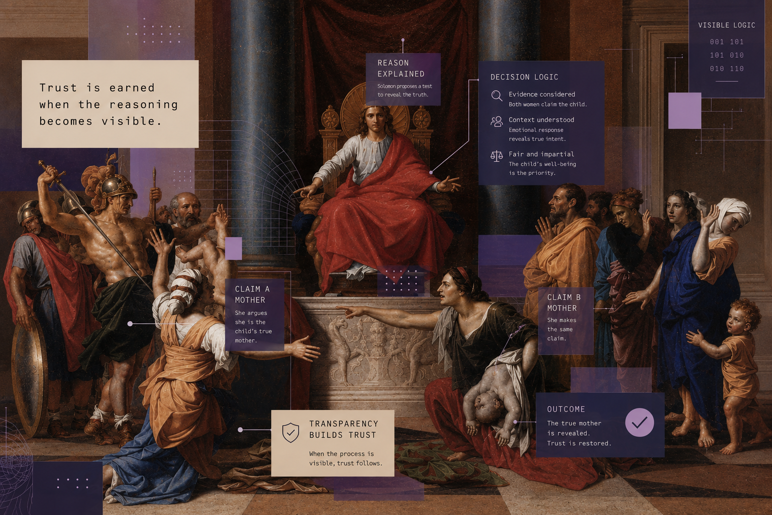 The Judgement of Solomon — trust through visible reasoning