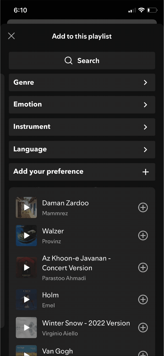 Redesigned playlist refinement