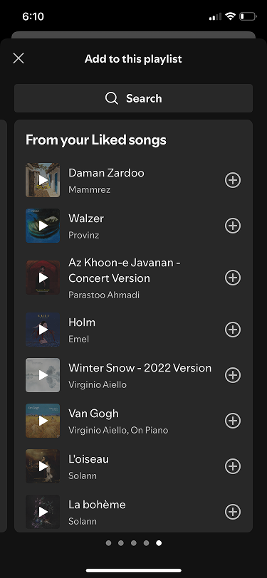 Current add-to-playlist screen